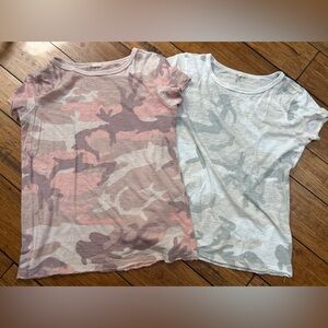 Free People bundle of 2 camo tshirts EUC